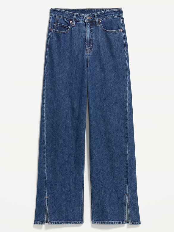Extra High-Waisted Twisted Seam Wide-Leg Jeans
