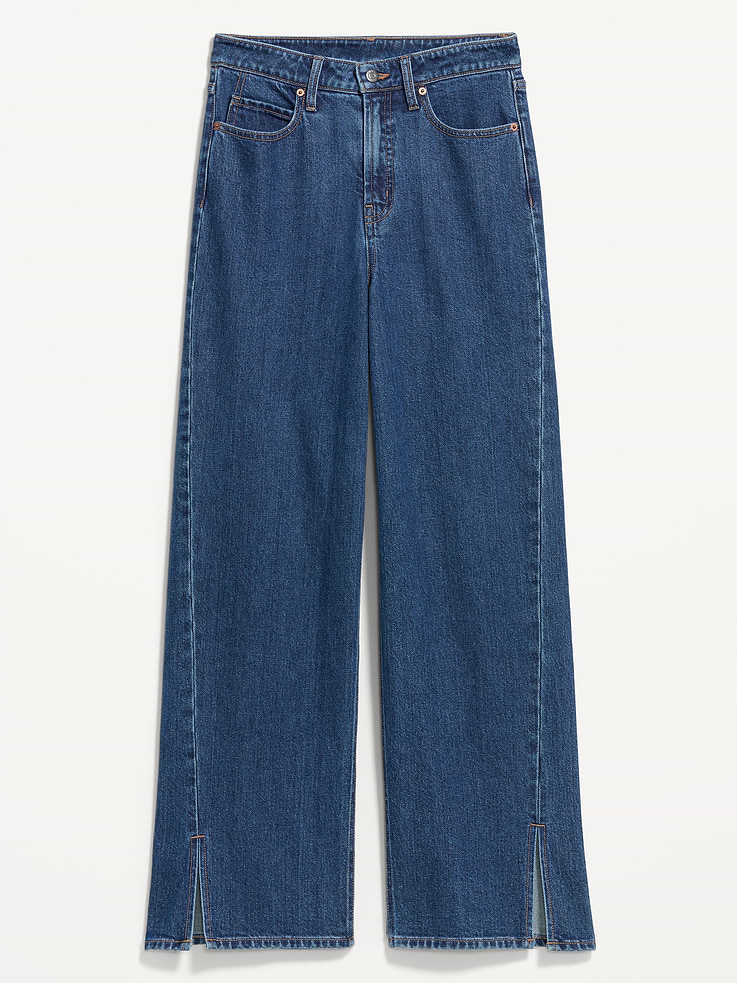 L'image numéro 8 présente Jean jambe large à coutures torsadées et taille très haute