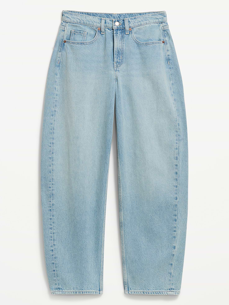 Image number 6 showing, Mid-Rise Rounded Wide-Leg Barrel Jeans