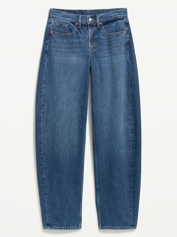 Image number 6 showing, High-Waisted Rounded Wide-Leg Barrel Jeans