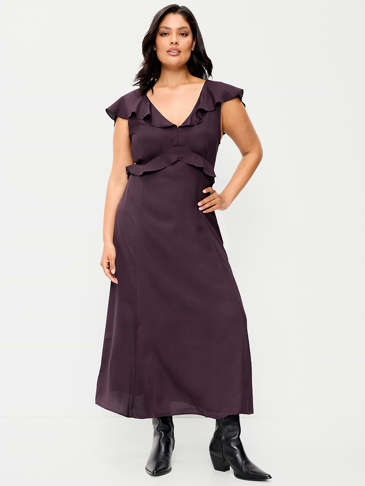 Image number 9 showing, Flutter-Sleeve Crepe Maxi Dress