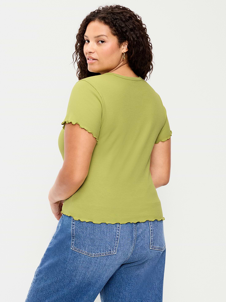 Image number 9 showing, Fitted Waffle-Knit Cropped T-Shirt