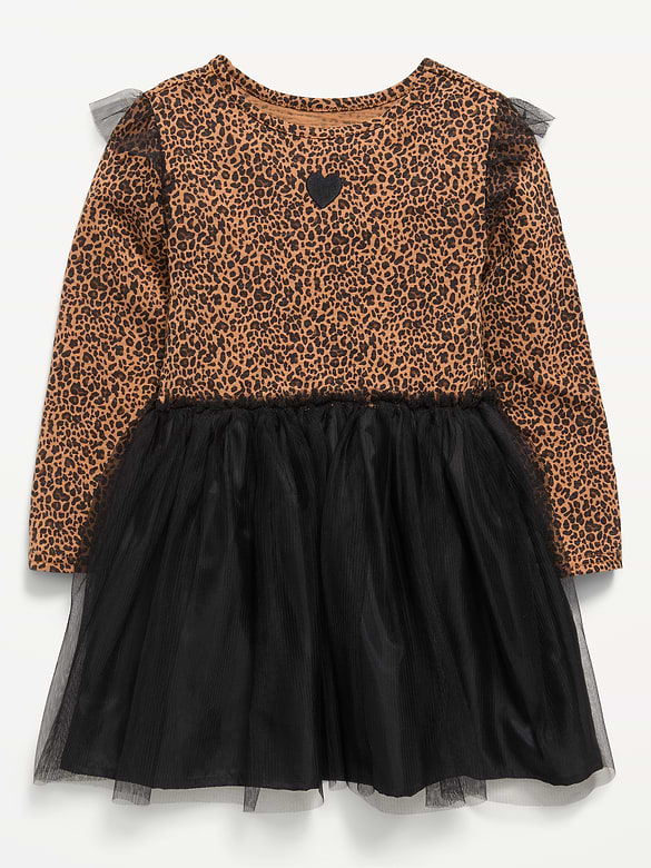 Long-Sleeve Fit and Flare Tutu Dress for Toddler Girls