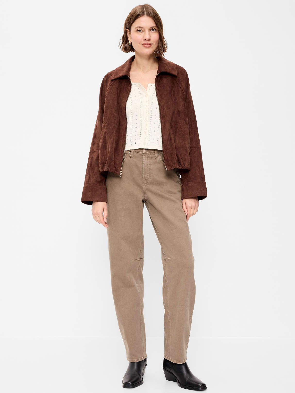 High-Waisted Baggy Barrel Jeans - Clay by Old Navy