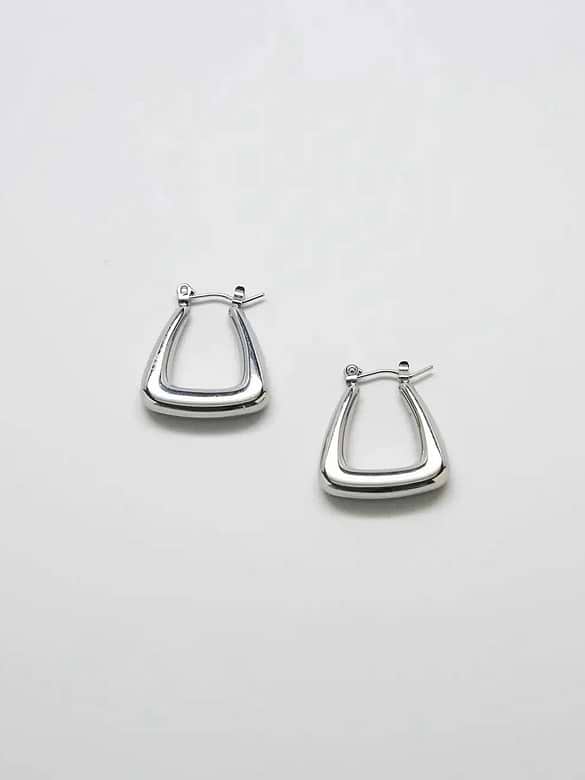 Admiral Row Silver Triangle Hoop Earrings