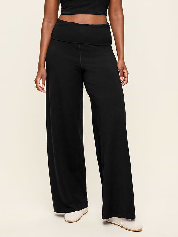 High-Waisted PowerChill Fold-Over Wide-Leg Pants