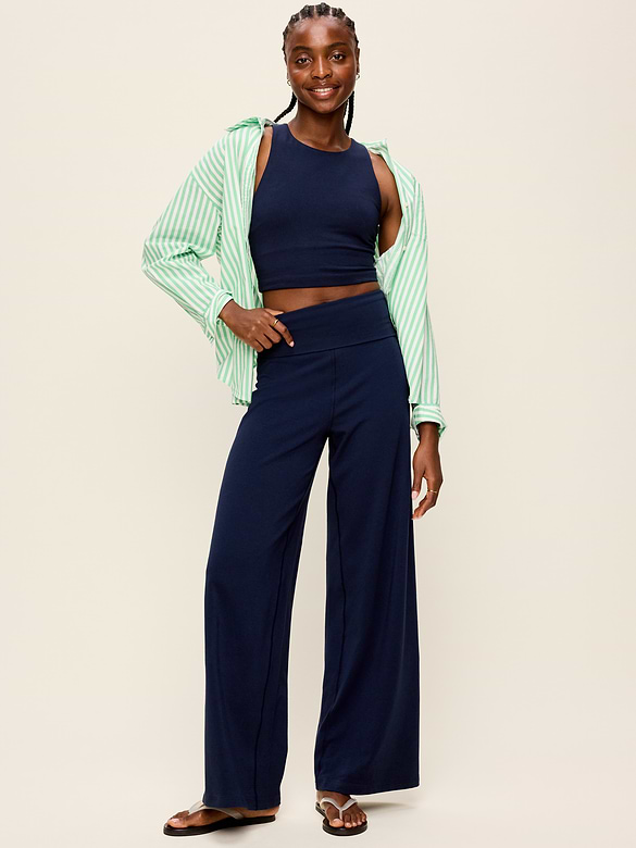 High-Waisted PowerChill Fold-Over Wide-Leg Pants