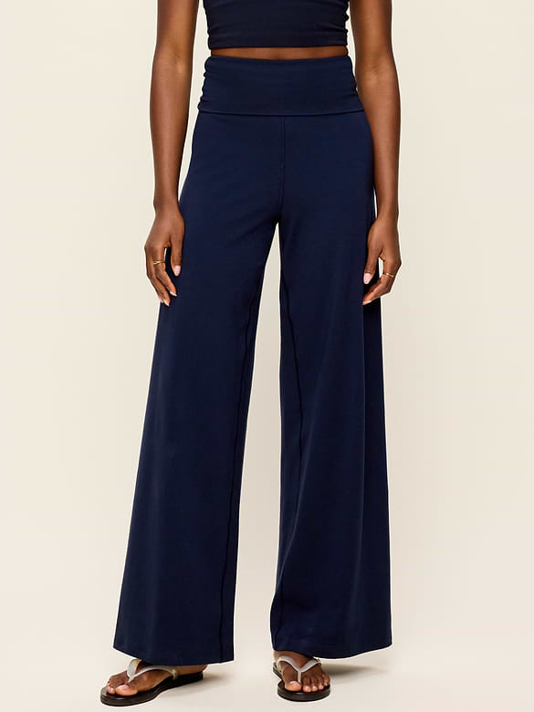 High-Waisted PowerChill Fold-Over Wide-Leg Pants