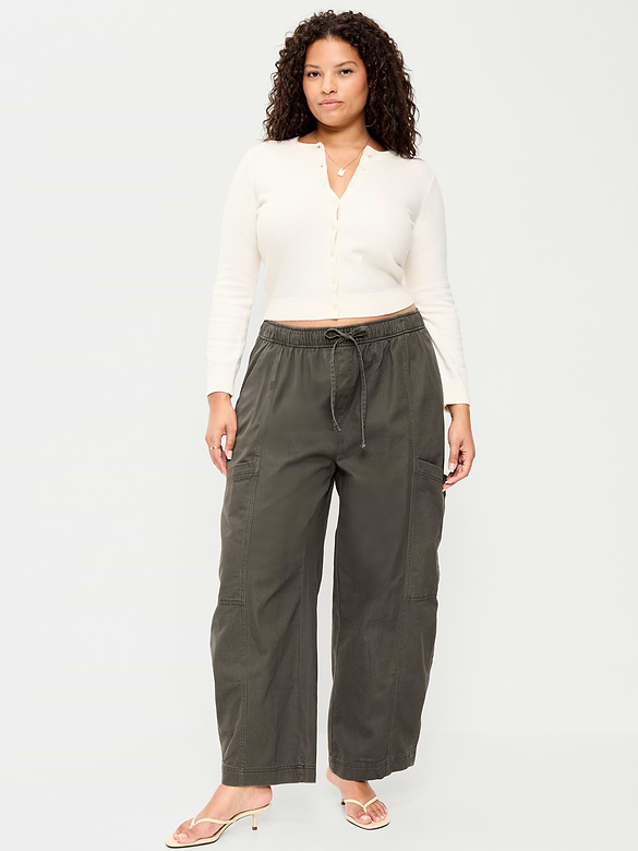 Mid-Rise Barrel-Leg Utility Pants