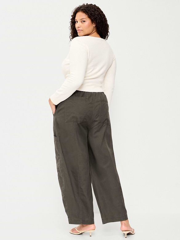 Mid-Rise Barrel-Leg Utility Pants