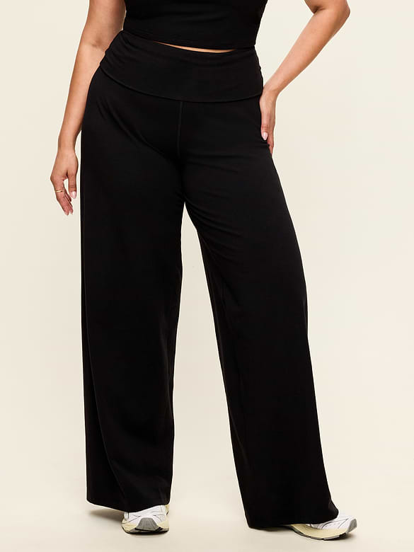High-Waisted PowerChill Fold-Over Wide-Leg Pants