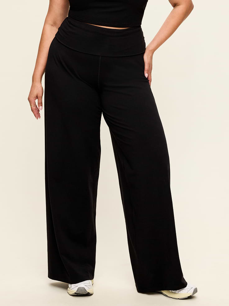 Image number 9 showing, High-Waisted PowerChill Fold-Over Wide-Leg Pants