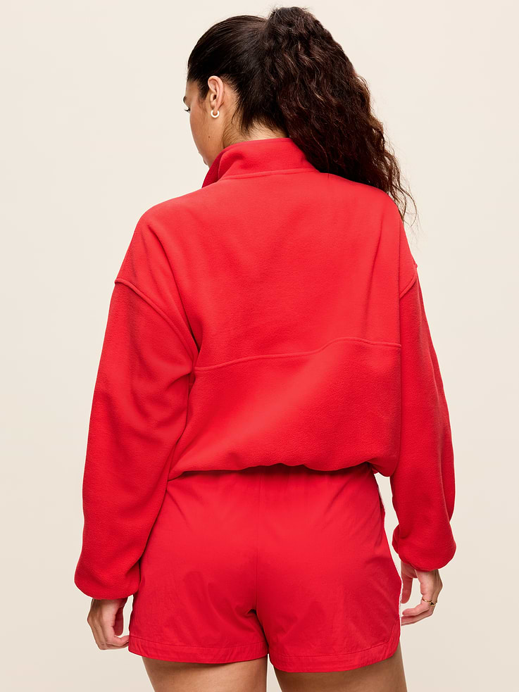 Image number 6 showing, Oversized Half-Zip Cropped Fleece Sweatshirt