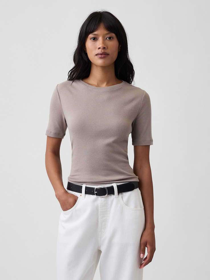 Image number 1 showing, Modern Ribbed Crewneck T-Shirt