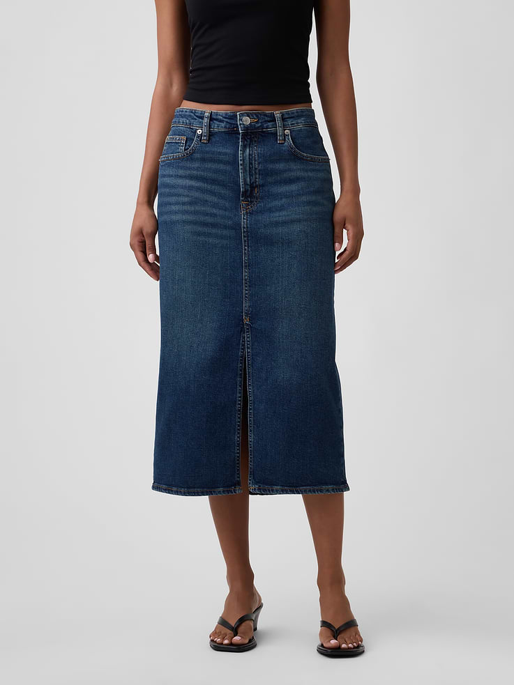 Image number 3 showing, Denim Midi Skirt