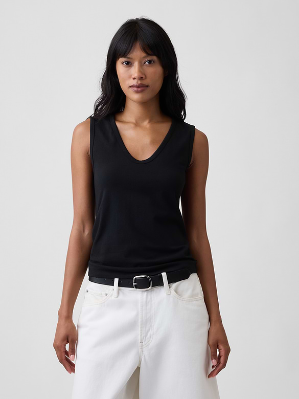 Ribbed V-Neck Tank Top