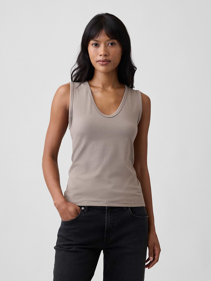 Image number 1 showing, Ribbed V-Neck Tank Top