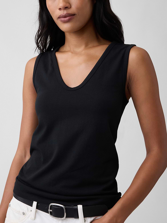 Ribbed V-Neck Tank Top