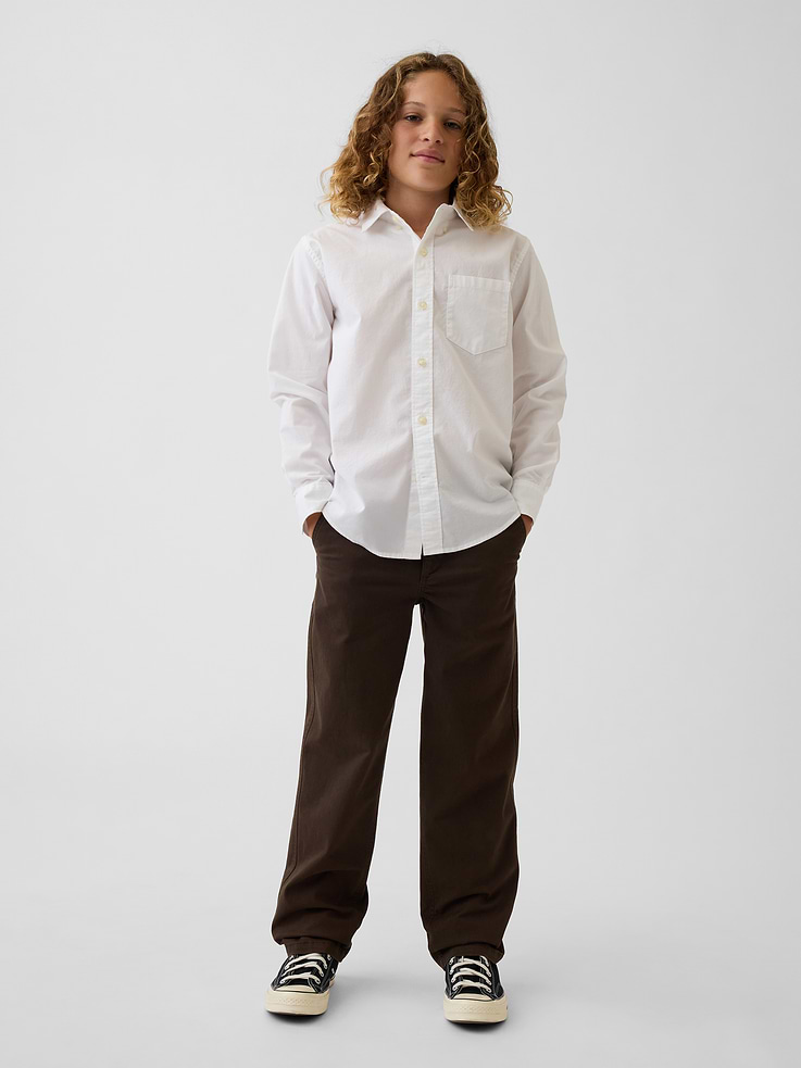 Image number 1 showing, Kids Uniform Stretch Loose Khakis