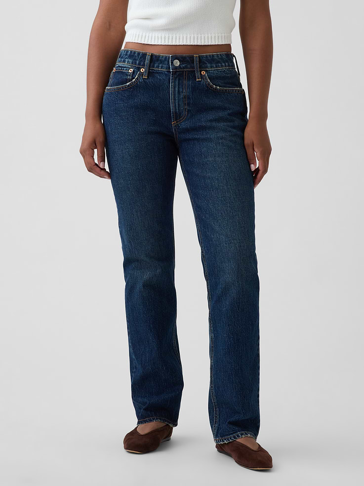 Image number 2 showing, Curvy Mid Rise Relaxed Straight Jeans