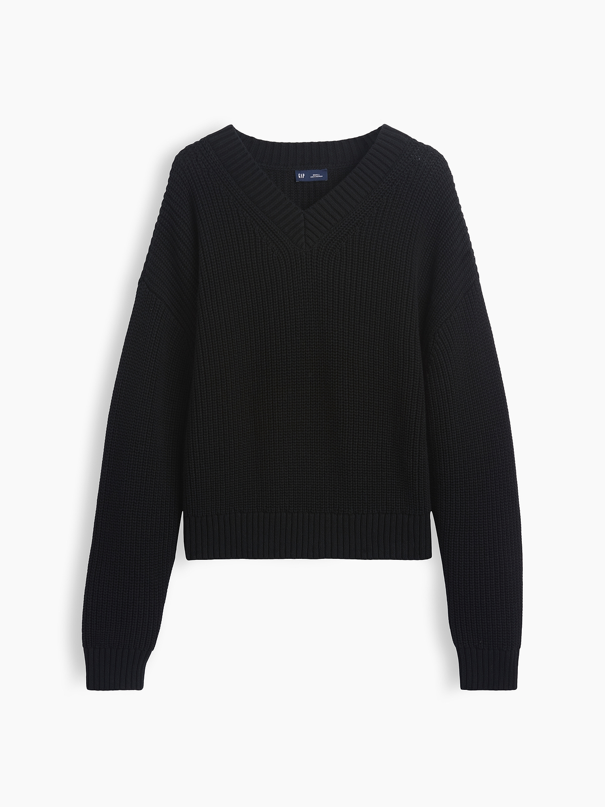 100% Cotton Oversized Shaker V-Neck Sweater | Gap