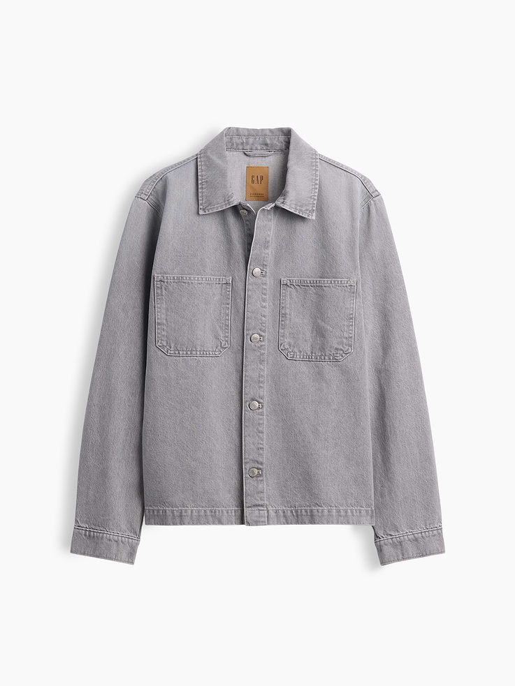 Image number 5 showing, Denim Relaxed Utility Shirt Jacket