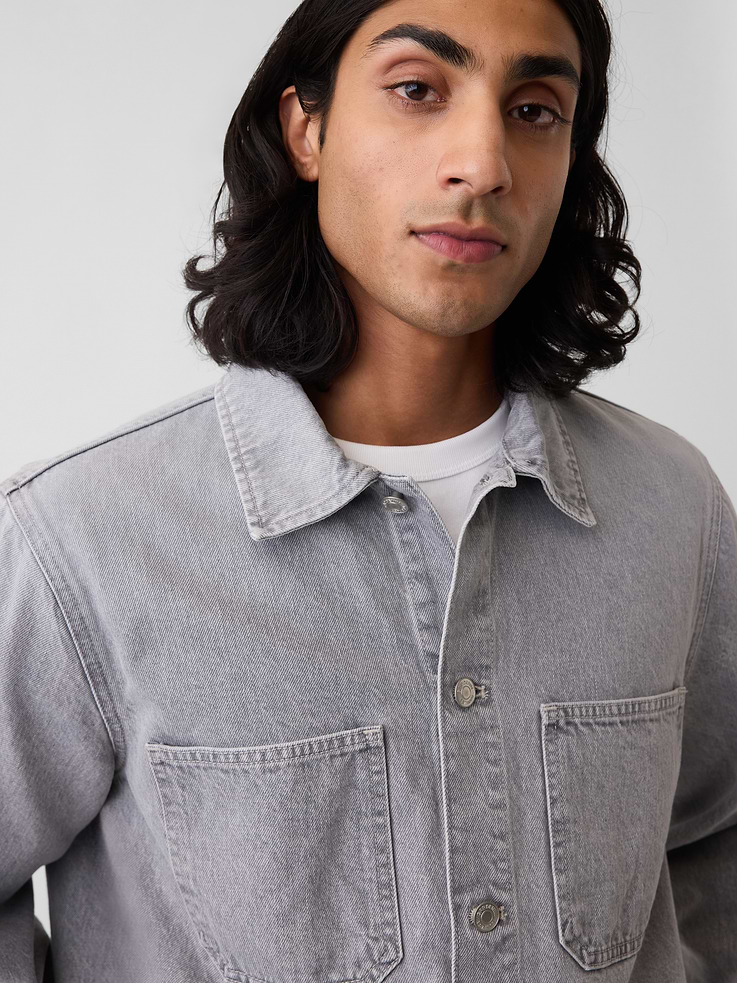 Image number 4 showing, Denim Relaxed Utility Shirt Jacket