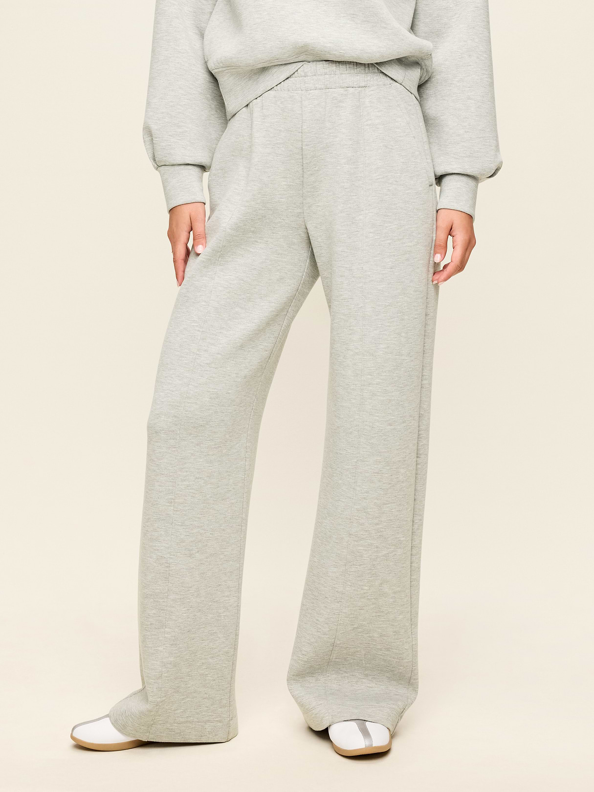 High-Waisted Bounce Fleece Wide-Leg Sweatpants - Heather Grey by Old Navy