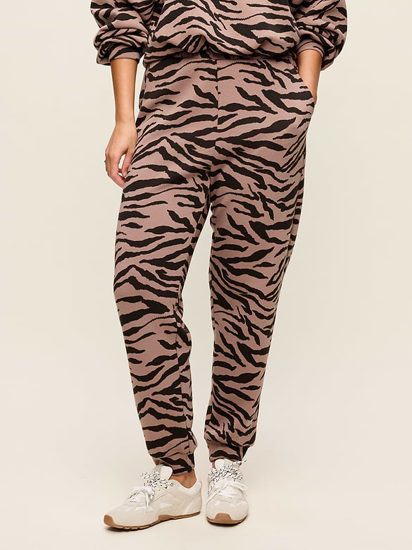 Pantalon de jogging en molleton raffiné à taille haute
