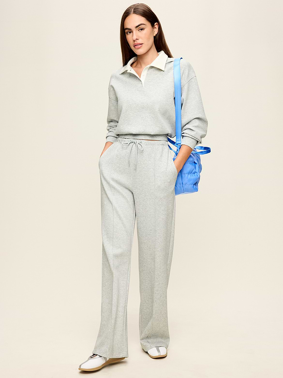 Mid-Rise Dynamic Fleece Textured Wide-Leg Sweatpants
