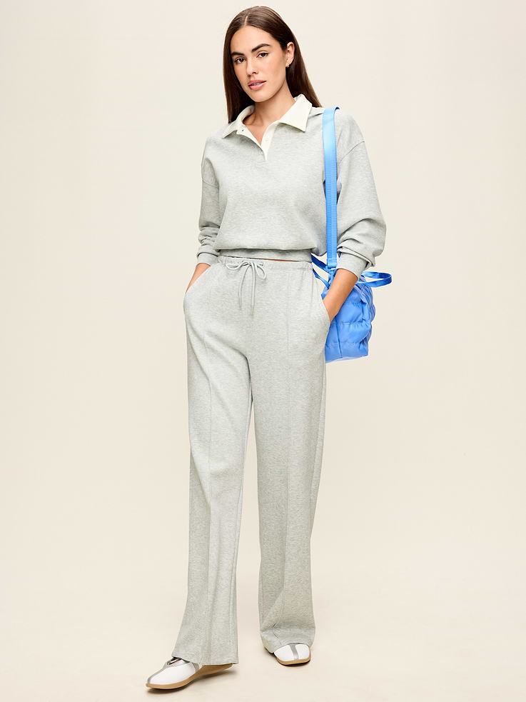 Image number 2 showing, Mid-Rise Dynamic Fleece Textured Wide-Leg Sweatpants