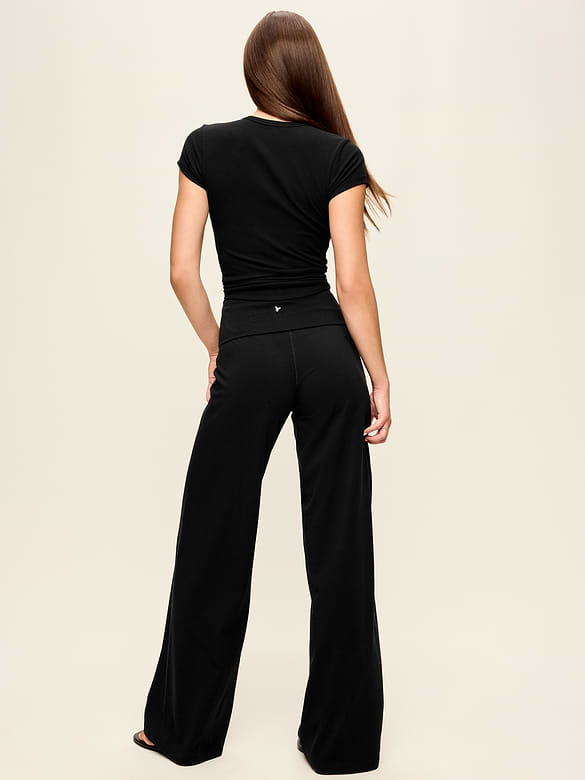 High-Waisted PowerChill Fold-Over Wide-Leg Pants
