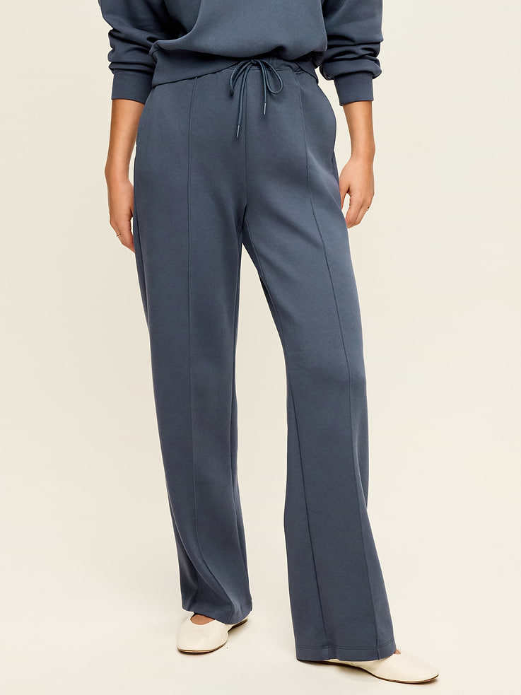 Image number 1 showing, Mid-Rise Dynamic Fleece Textured Wide-Leg Sweatpants