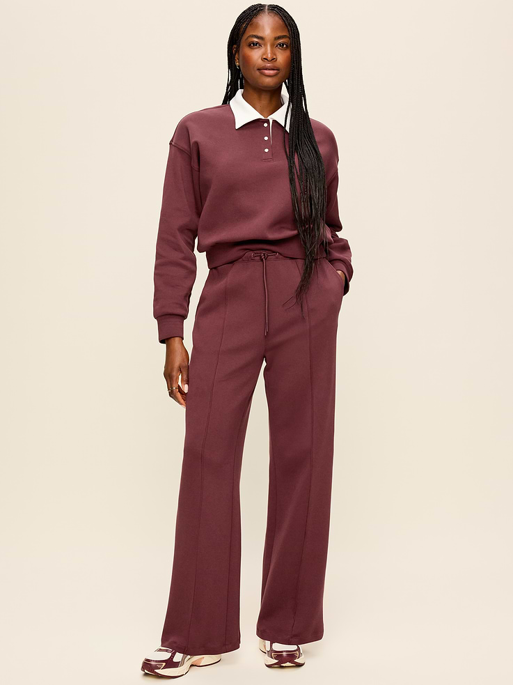 Image number 2 showing, Mid-Rise Dynamic Fleece Textured Wide-Leg Sweatpants