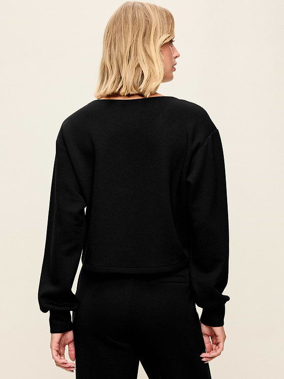 Bounce Fleece Long-Sleeve Twist-Front Top