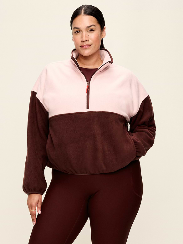 Oversized Half-Zip Cropped Fleece Sweatshirt