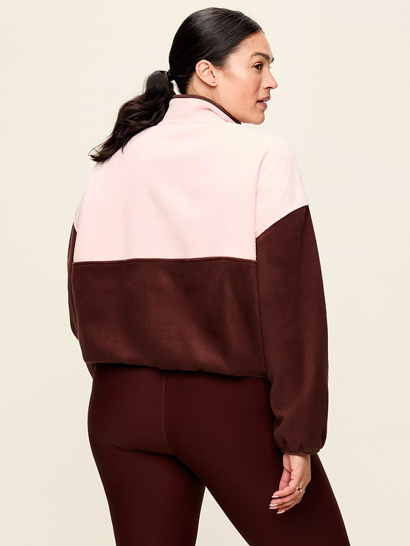 Oversized Half-Zip Cropped Fleece Sweatshirt
