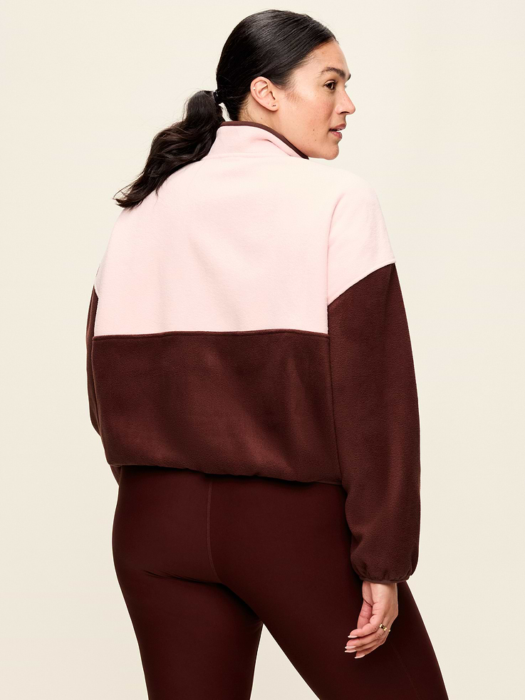 Image number 8 showing, Oversized Half-Zip Cropped Fleece Sweatshirt