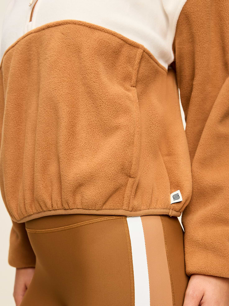 Image number 4 showing, Oversized Half-Zip Cropped Fleece Sweatshirt