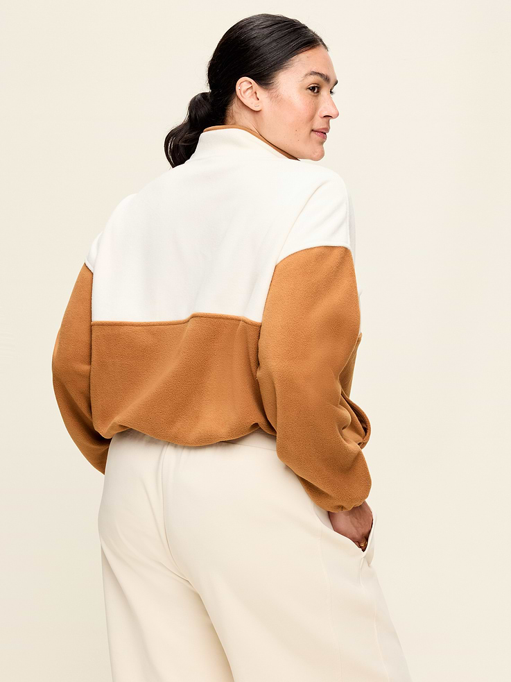Image number 8 showing, Oversized Half-Zip Cropped Fleece Sweatshirt