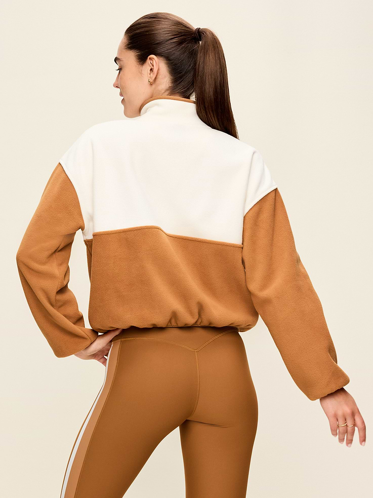 Image number 2 showing, Oversized Half-Zip Cropped Fleece Sweatshirt