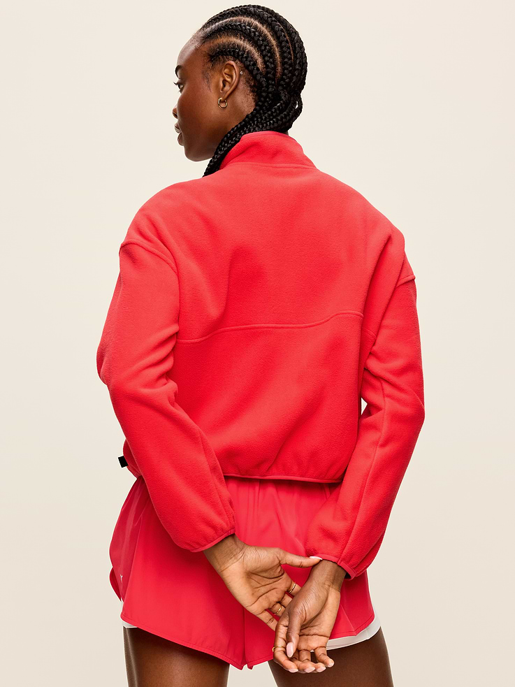 Image number 2 showing, Oversized Half-Zip Cropped Fleece Sweatshirt