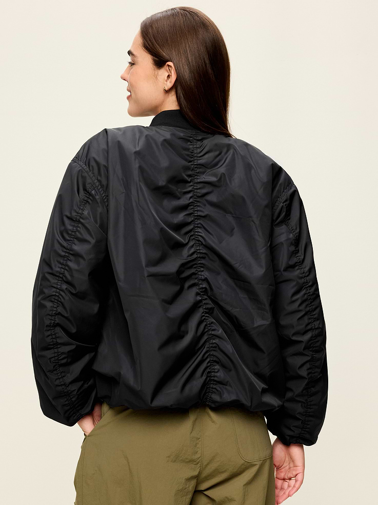Image number 2 showing, Water-Resistant Oversized Bubble-Hem Zip Bomber Jacket