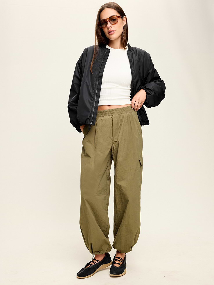 Image number 3 showing, Water-Resistant Oversized Bubble-Hem Zip Bomber Jacket
