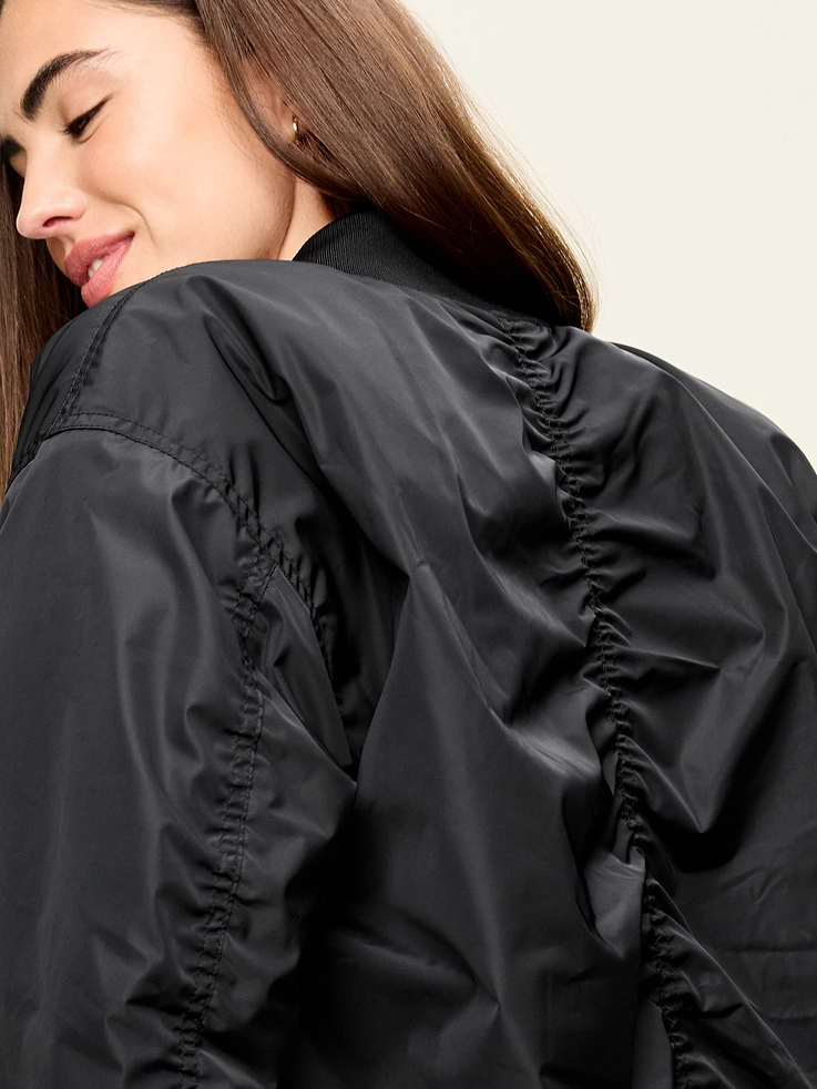 Image number 4 showing, Water-Resistant Oversized Bubble-Hem Zip Bomber Jacket