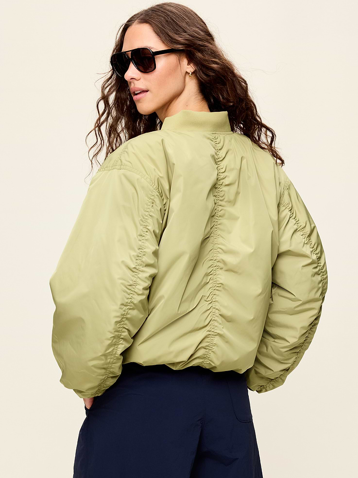 Image number 2 showing, Water-Resistant Oversized Bubble-Hem Zip Bomber Jacket