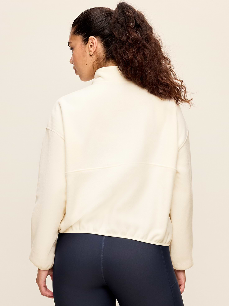 Image number 6 showing, Oversized Half-Zip Cropped Fleece Sweatshirt