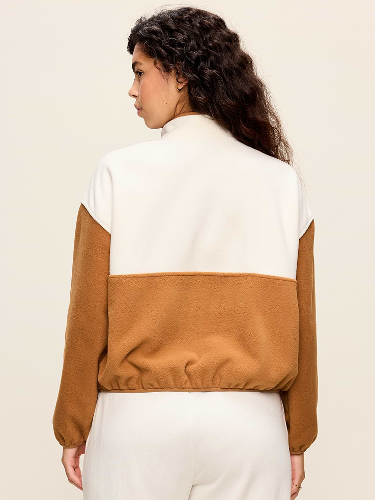 Image number 6 showing, Oversized Half-Zip Cropped Fleece Sweatshirt