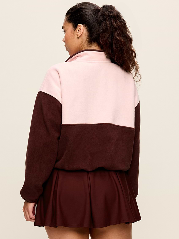 Oversized Half-Zip Cropped Fleece Sweatshirt