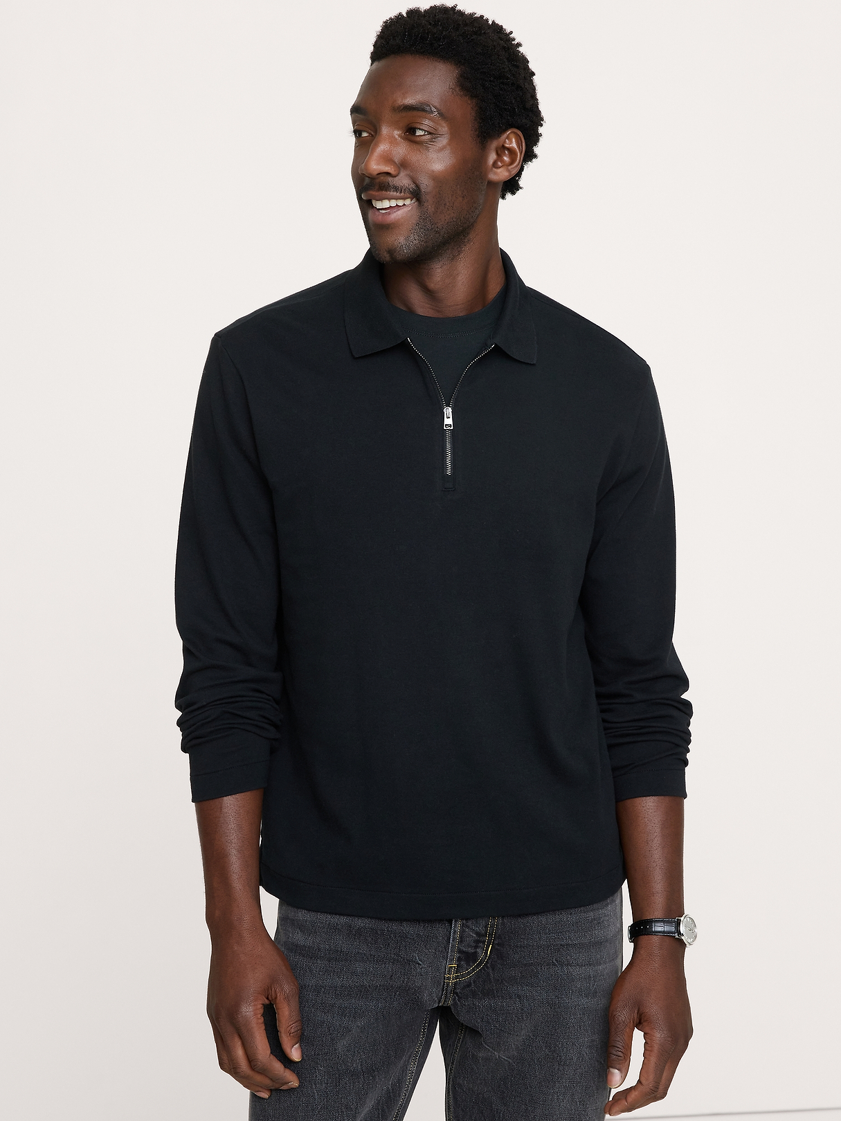 Luxury-Touch Quarter-Zip Polo | Banana Republic